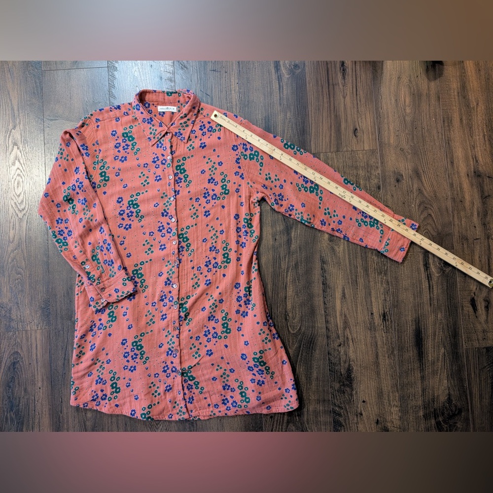 Natural Life 100% Cotton Georgia Shirt Dress Floral Coral Size Medium - Picture 11 of 11